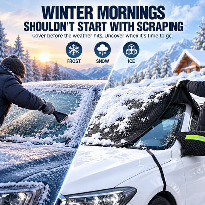 Car Windshield Protector Cover - Waterproof, All-Season Outdoor Wind Screen Shield for Most Vehicles (Snow, Ice, Frost, Dust, Rain Protection)