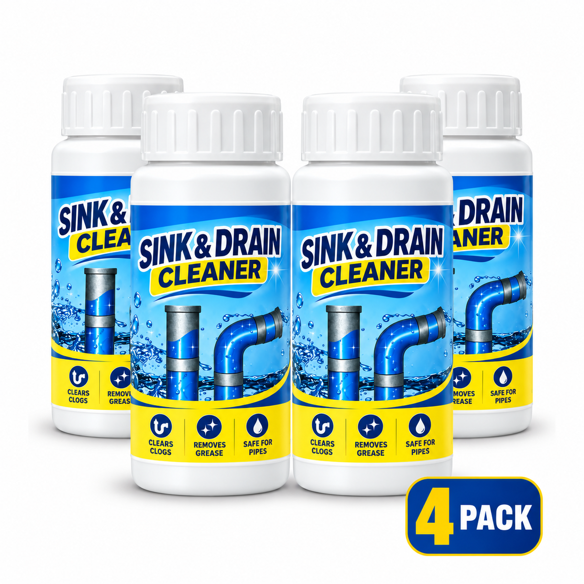 🌀Powerful Drain Cleaner - Household Kitchen & Toilet Anti-Bacterial Pipe Cleaning Agent, 99% Bacteria Kill, Odor-Free, Damage-Free Pipes, Heat Resistant, Dissolves 200+ Blockages Including Hair & Fat, Toilet Clog Fix
