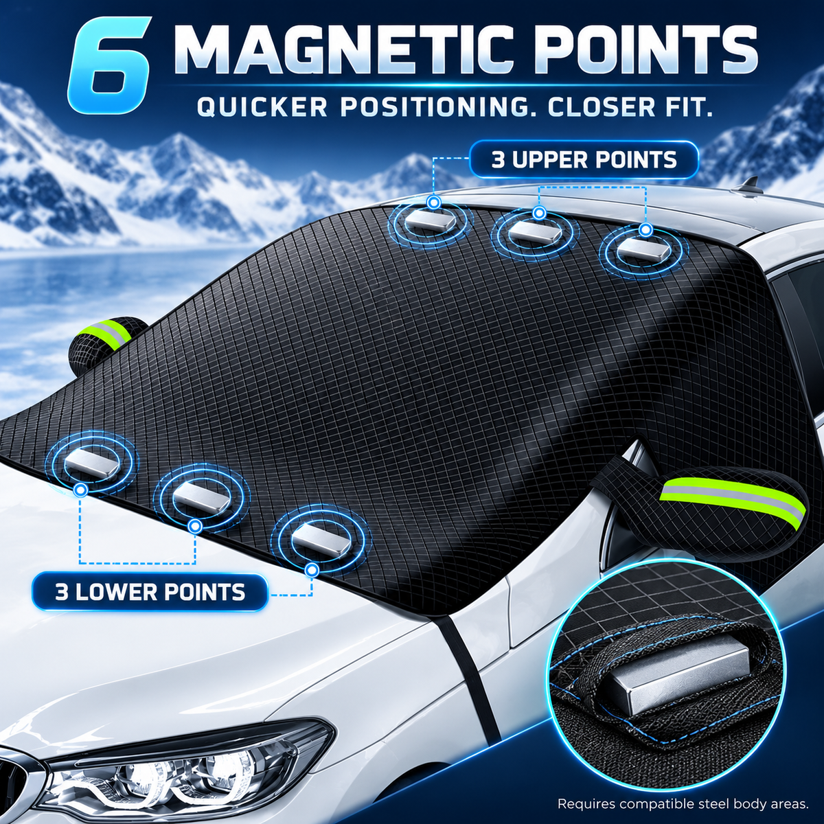 Car Windshield Protector Cover - Waterproof, All-Season Outdoor Wind Screen Shield for Most Vehicles (Snow, Ice, Frost, Dust, Rain Protection)